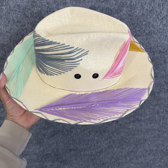Summer Romero Hat Straw Panama Wide Brim Multicolor Embroidered Boho main image 4